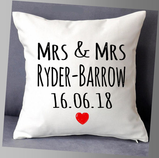 Picture of Mrs & Mrs Wedding Gift or Anniversary Cushion