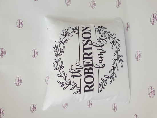 Picture of Family Name Cushion in wreath design