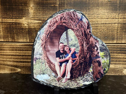 Picture of Beautiful photo heart slate 20x20 cm